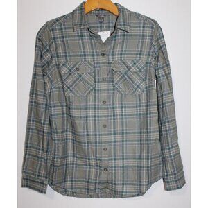 Eddie Bauer Womens Green Firelight Flannel Button Up Long Sleeve Shirt XS NWT